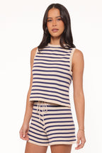 Cream/Navy Stripe Set